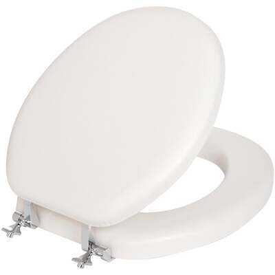 Mayfair by Bemis Round Closed Front White Premium Soft Toilet Seat with Chromes Hinges