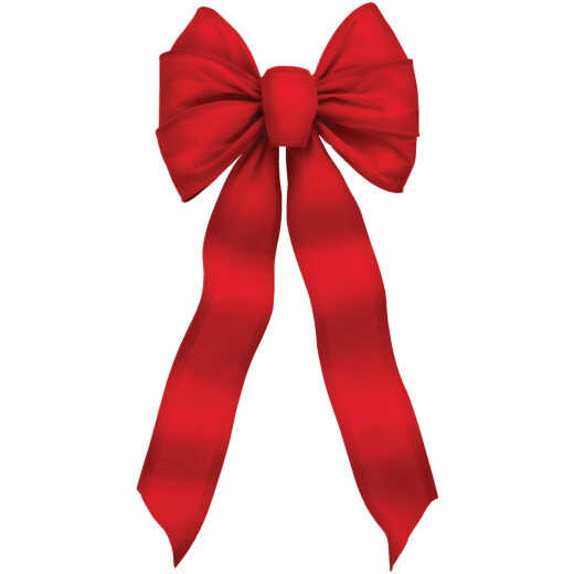 Holiday Trims 7-Loop 10 In. W. x 22 In. L. Red Velvet Wire Christmas Bow