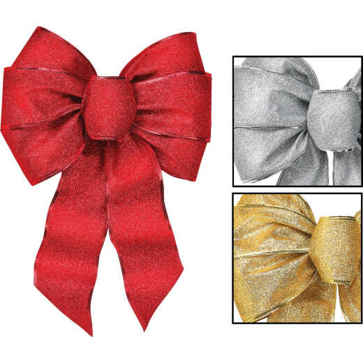 Holiday Trims 7-Loop 8-1/2 In. W. x 14 In. L. Assorted Glitter Christmas Bow